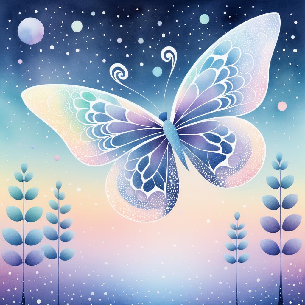 Whimsical Dreamy Butterfly in Pastels