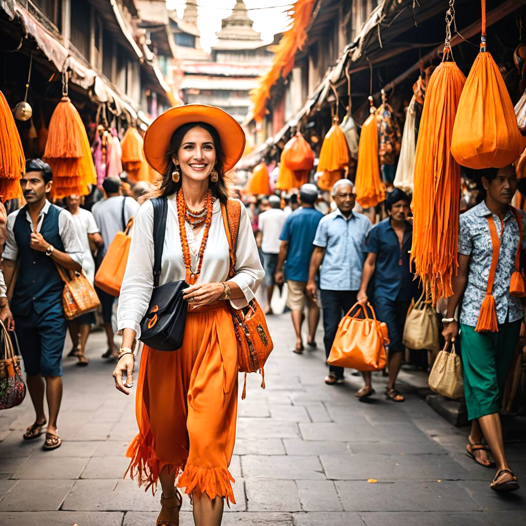 Chic Traveler in Vibrant Bazaars