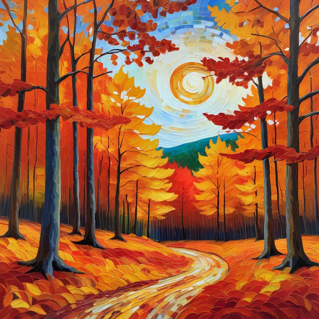 Vibrant Van Gogh Autumn Forest Scene