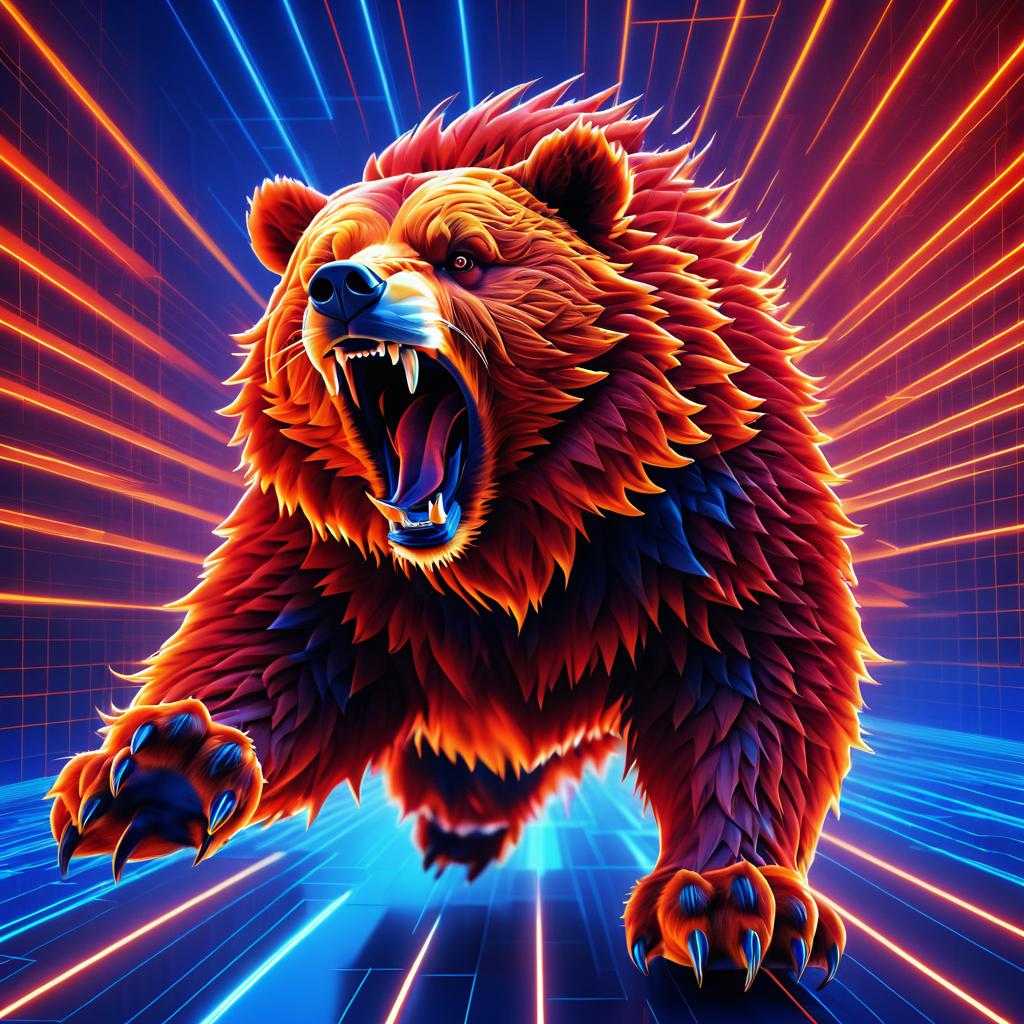 Dynamic 3D Bear with Fiery Fur