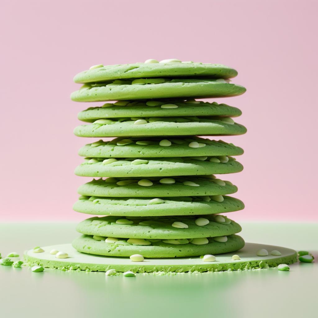 Delicious Matcha Cookies on a Pastel Background