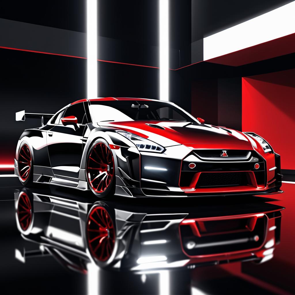 Bold Nissan GT-R Sports Car Illustration