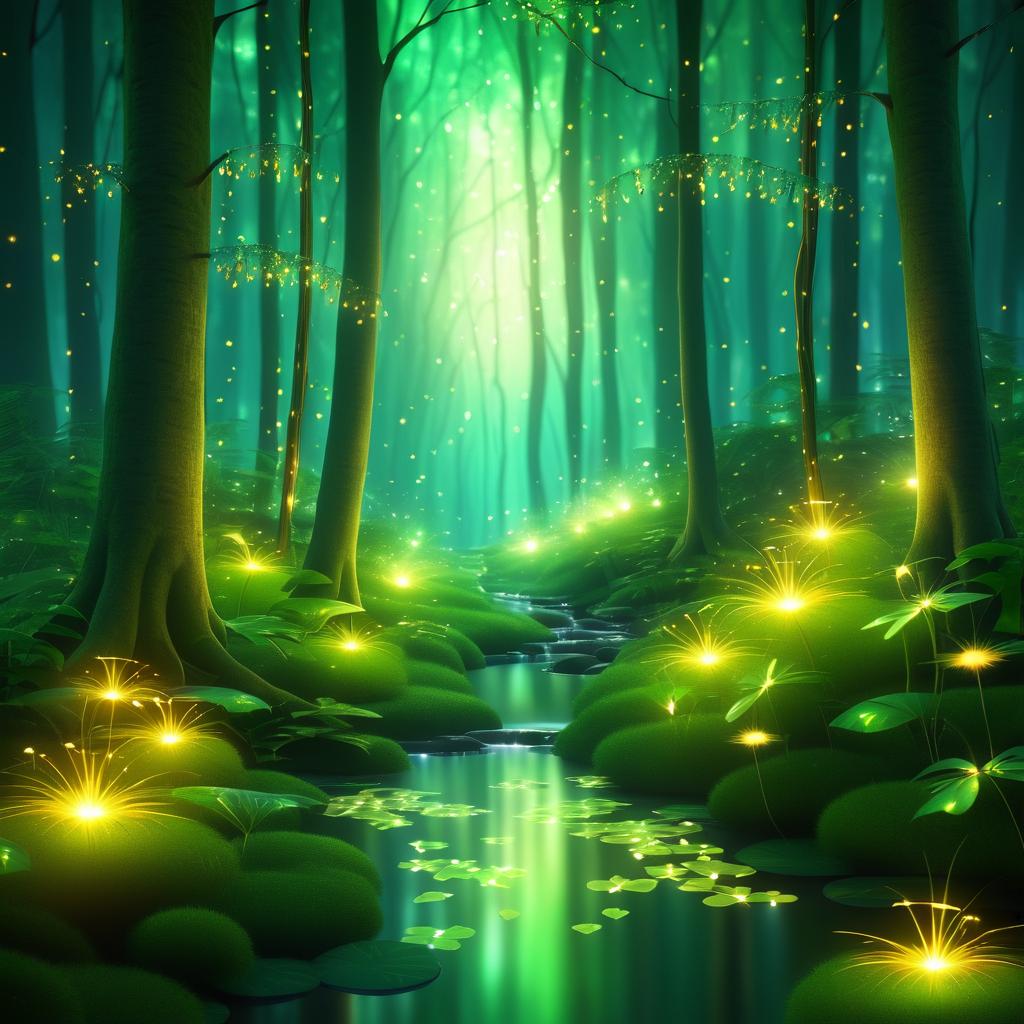 Mystical Forest with Shimmering Fireflies