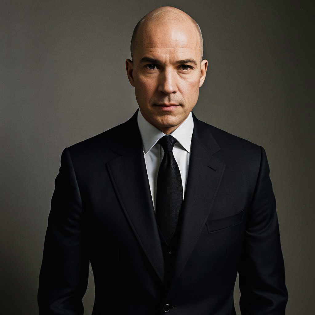 Elegant Vanity Fair Portrait of Bald Man