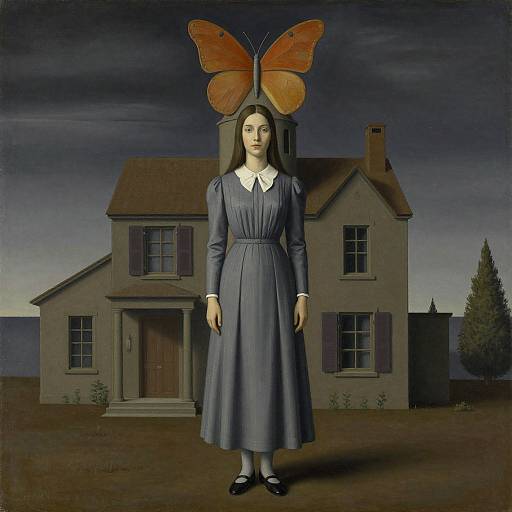 Surreal Woman with Butterfly Tower