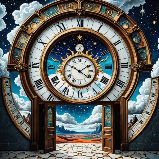 Surreal Clock Face Doorway Landscape
