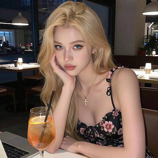 Young Woman in Floral Dress Portrait