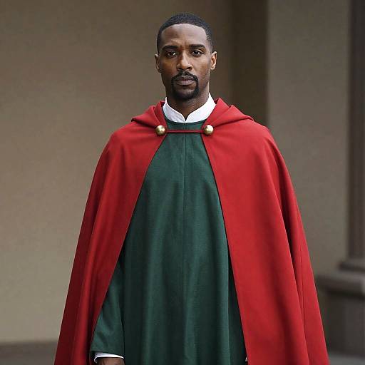 Man in Red and Green Robe with Cape