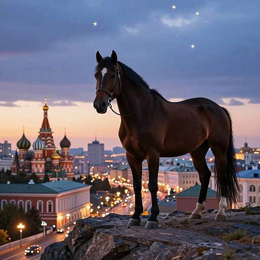 Putin on Rocky Cliff at Twilight