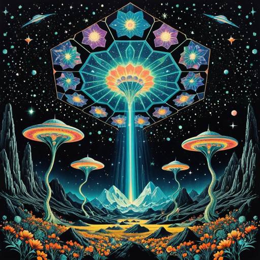 Vintage 70s Psychedelic Surreal Sci-Fi Landscape Vintage 70s Psychedelic Surreal Sci-Fi Landscape