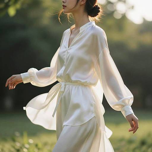 Silky Blouse in Golden Garden Breeze