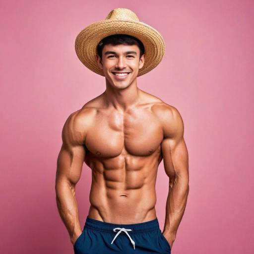 Muscular Male in a Pink Background