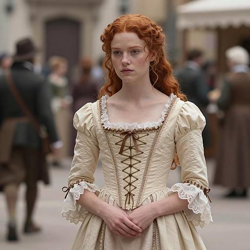 Young Woman in 18th Century Cream Dress