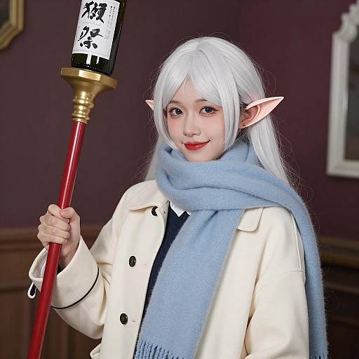 Portrait of Elf Woman with Staff