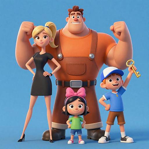 Dynamic Digital Family Characters Illustration