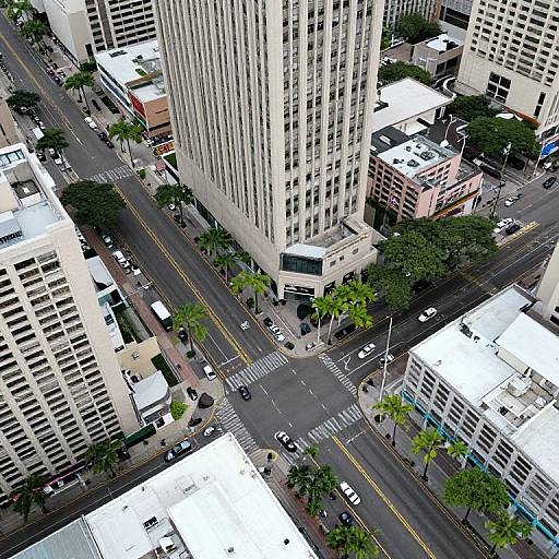 Drone View of Glamorous Downtown Honolulu
