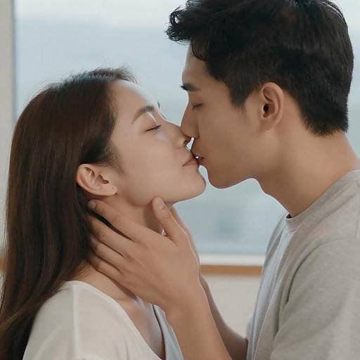 Tender Kiss in Soft Blue Light