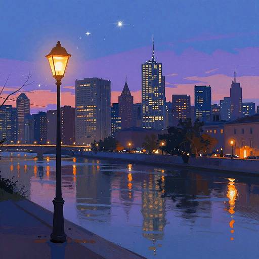 Vibrant Twilight City Skyline