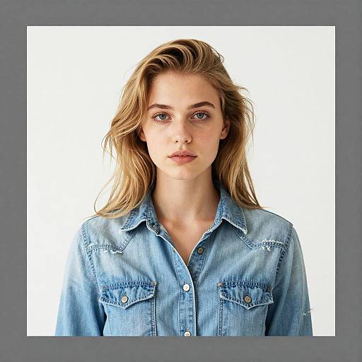 Young Woman in Denim Shirt Portrait