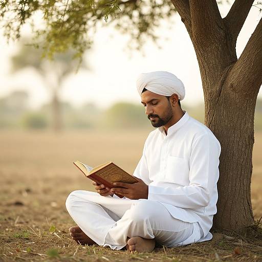 Punjabi Man Reading Sacred Text