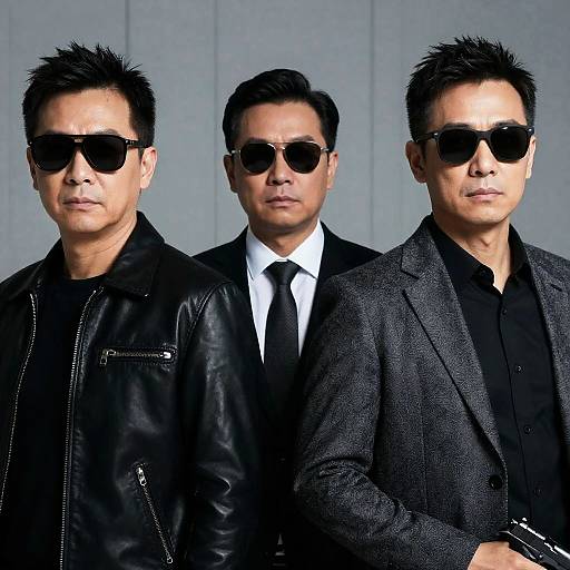 Three Intense Men in Sunglasses