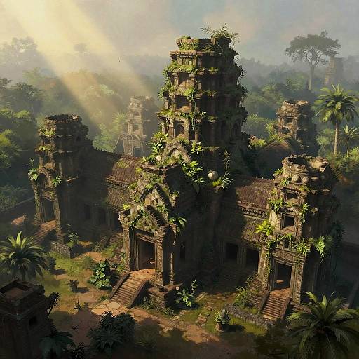 Ancient Jungle Ruins with Sunlight