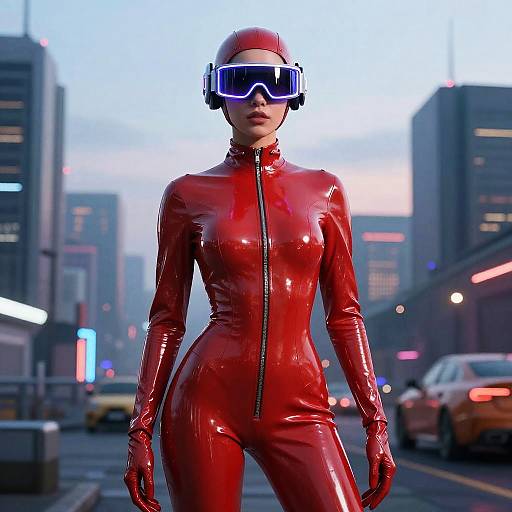 Cyberpunk Red Latex Streetwear