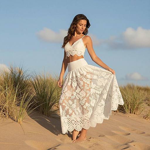 Serene Woman in Lace at Dunes