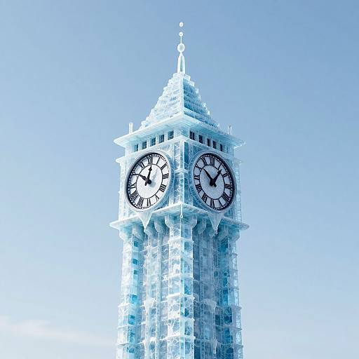 Surreal Icy Clock Tower Dreamscape