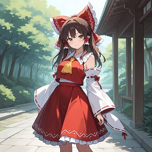 Reimu Hakurei in Red Frilled Dress