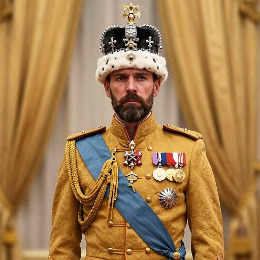 Regal Military Portrait with Crown