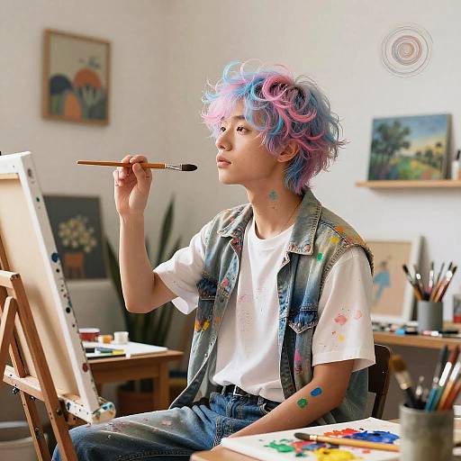 Dreamy Artist in Cozy Anime Studio