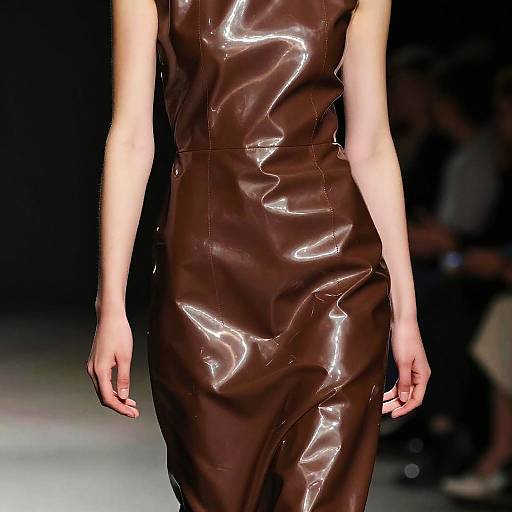 Brown Latex Dress with Reflective Folds
