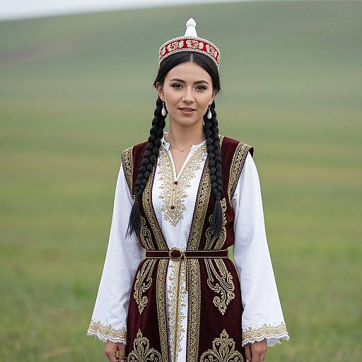 Traditional Georgian Woman in Dress