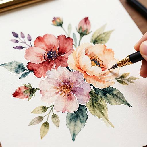 Delicate Watercolor Floral Inpainting