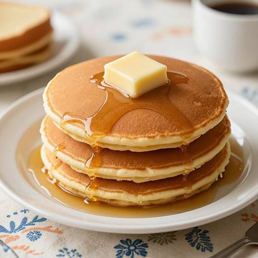 Golden Pancakes with Syrup and Butter