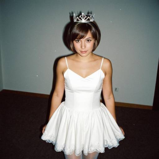 Young Woman in White Dress with Tiara