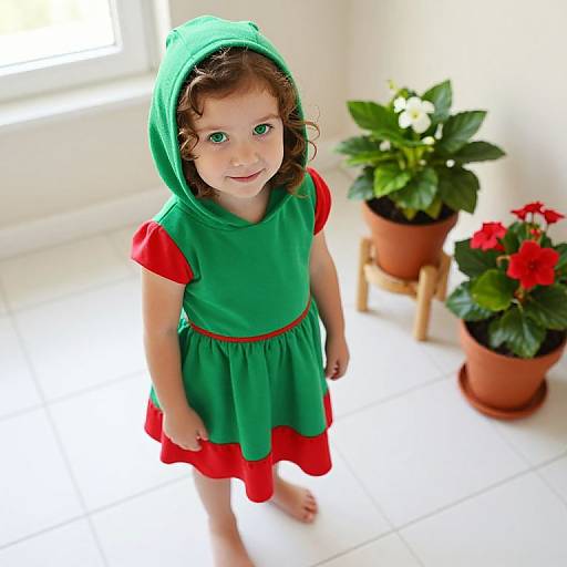 Curious Girl in Vibrant Dress
