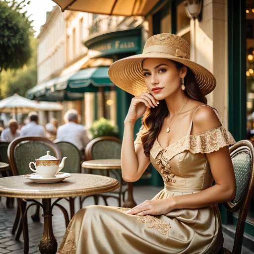 Elegant Woman at European Cafe Portrait