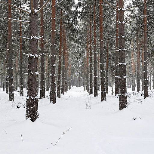 Snowy Whispering Pines Minimalist Scene