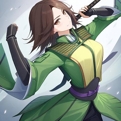 Illustration of Mouri motonari (sengoku basara), sengoku basara in the style of Yoye (pastel white)