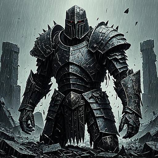 Dark Fantasy Shattered Golem in Ceremonial Armor