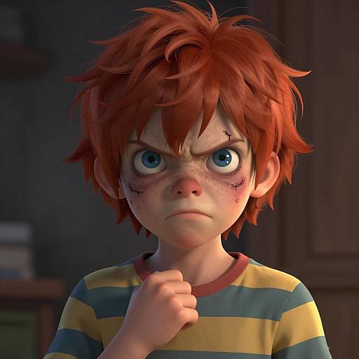 Angry Child in a Dark Illustration