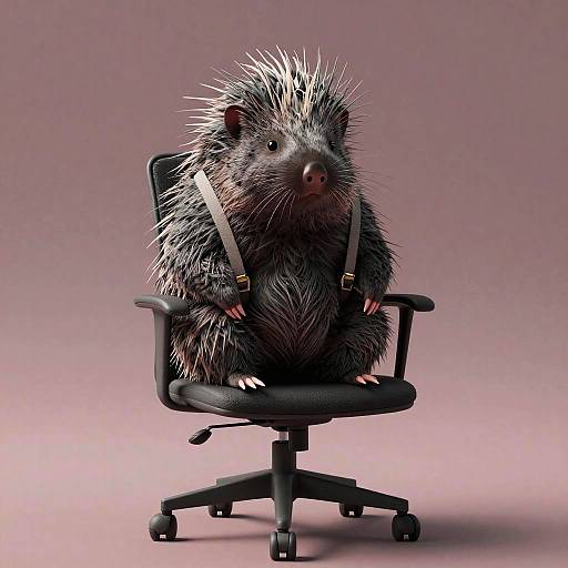Surreal Porcupine in Office Chair