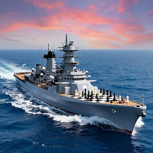 Chessboard Battleship on Azure Ocean