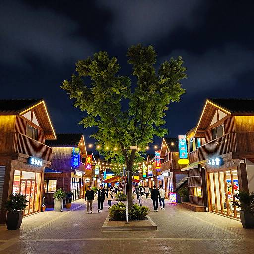 Vibrant Nighttime Outdoor Shopping Scene