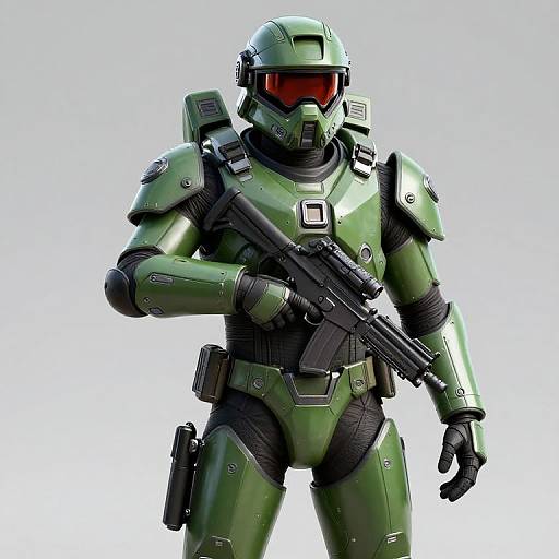 Green Special Ops Cybersoldier in Futuristic Armor