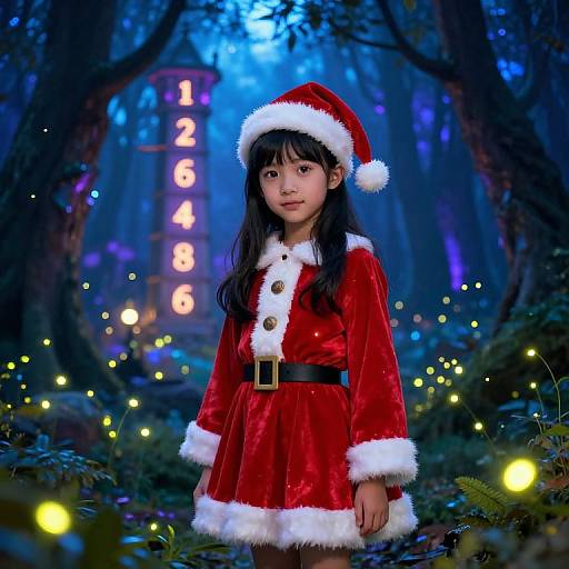 Photorealistic Girl in Neon Forest