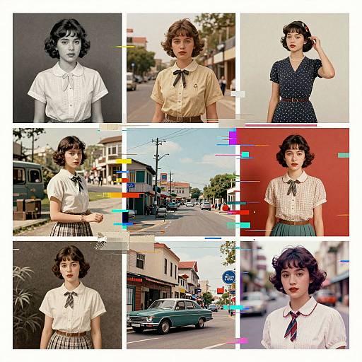 Vintage Meets Glitch Art Montage