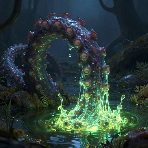 Bioluminescent Slime Tentacle in Swamp